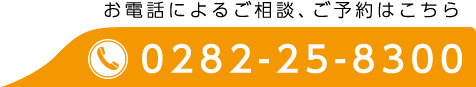 お電話によるご相談、ご予約はこちら　0282-25-8300